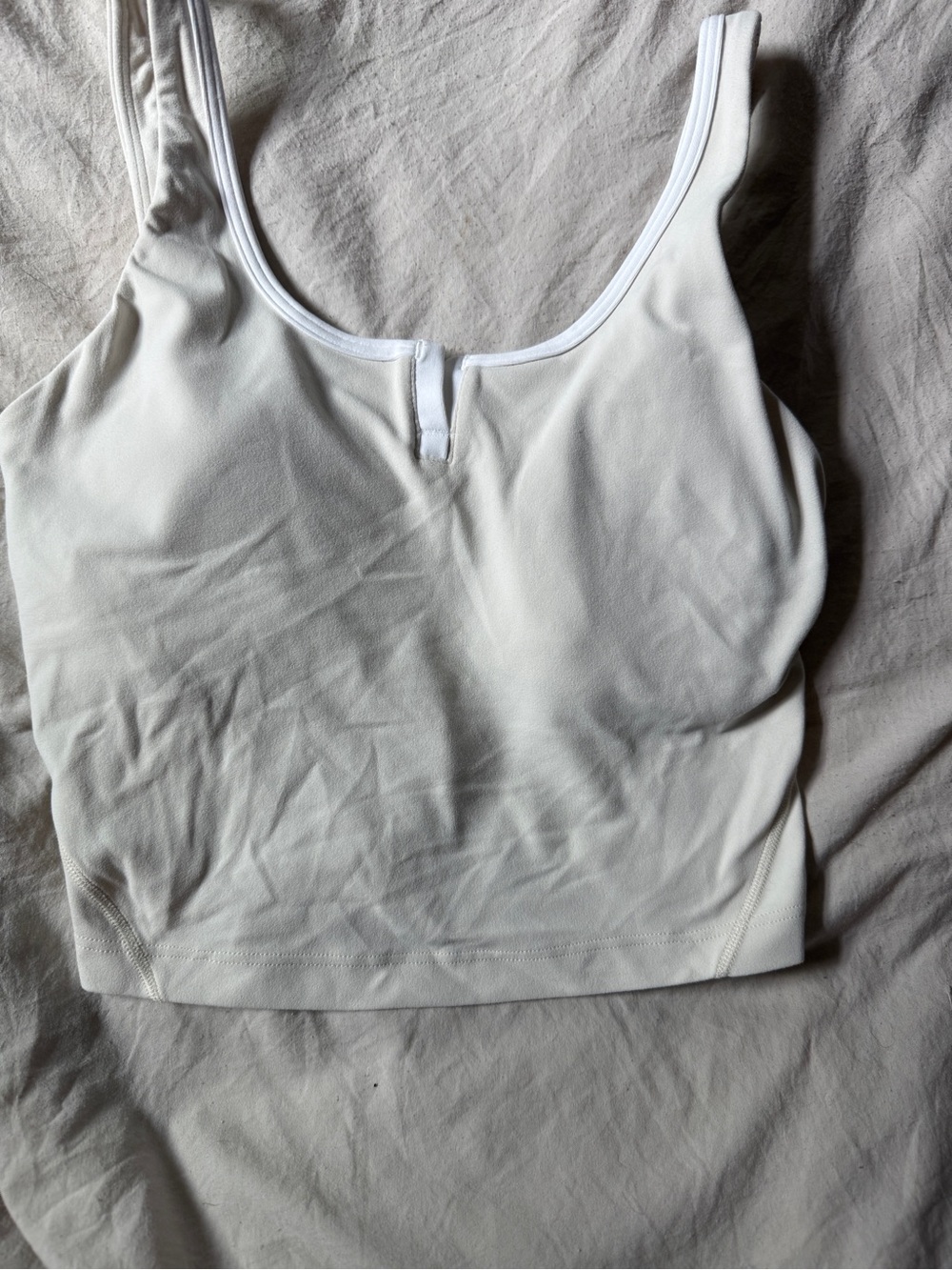 lululemon athletica Beige and White Cropped Tank Top